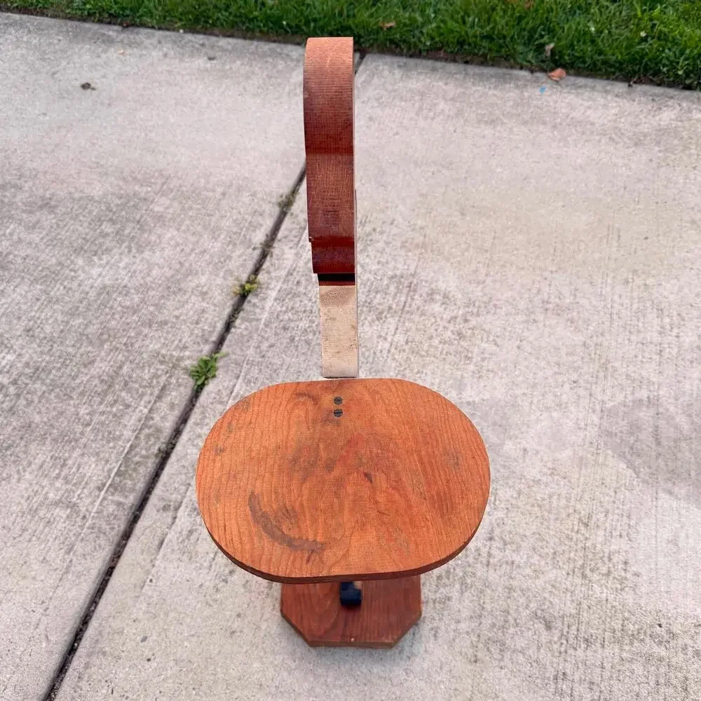 VTG Wooden Butler Silent Valet Stand Drink Tray Hand Painted Man Cave Art 38